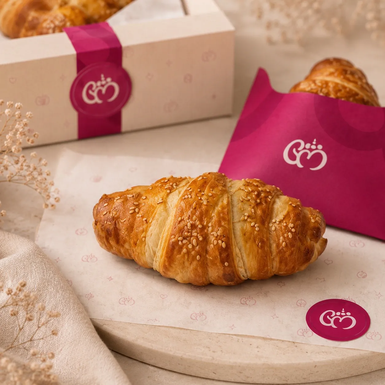Croissant auf ZuckerQueens Papier mit Verpackung